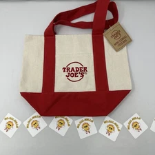 Trader Joe’s *NEW* 1x Mini Canvas Reusable Tote Bag Red Limited Edition