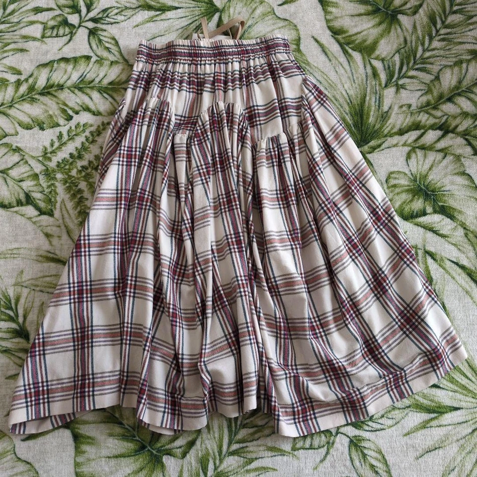 Vivienne Westwood Skirt New Checkered Irregular Long M Ivory Red Green Brown - Image 4 of 4