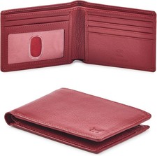 Real Leather Mens Bifold Wallet RFID Blocking Slim Minimalist Front Pocket Thin