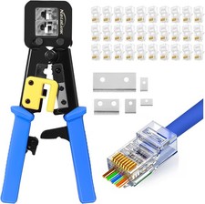 Pass Through RJ45 Crimp Tool Cat 6 Cat 5E Cat 5 Ethernet Crimper All-in-One RJ45