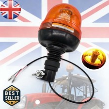 LED Flashing Rotating Amber Beacon Tractor Warning Light 90° Angle DIN Pole Stem
