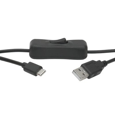 USB-Kabel mit Schalter, USB-A zu USB-C Stecker, 1,2m (Stromkabel RPi / Gadgets)