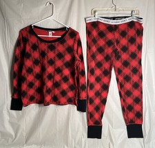 Victoria s Secret Pajama Set Red Black Size Medium See Description