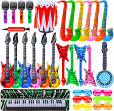 Inflatable Rock Star Toy Set, 30 PCS 80S 90S Party Decorations Inflatable Party