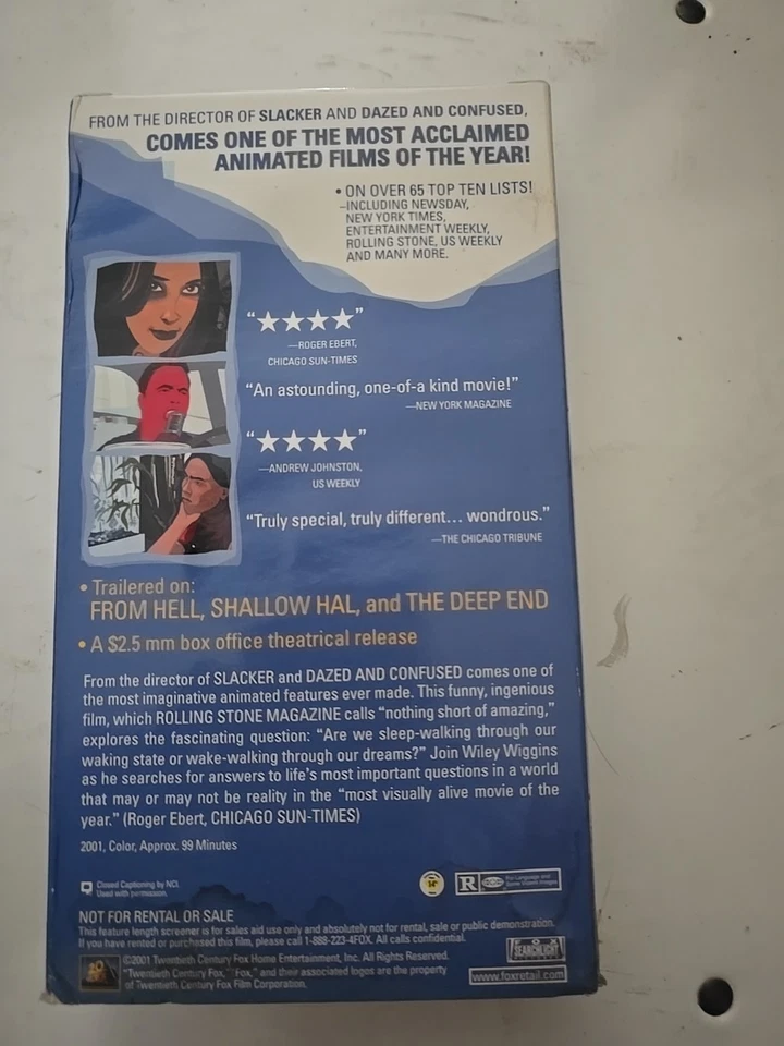 Waking Life VHS 2001 Promo Screener Widescreen - Rare MOVIE FILM TAPE - FREE S&H - Image 4 of 4