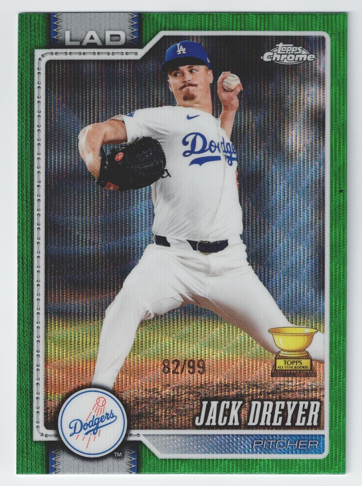 2026 Topps Chrome Jack Dreyer Gold Cup Green Wave Refractor /99 #52 Dodgers