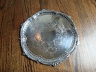 Barker Ellis Antique Silverplate Leaf & Floral Scalloped Serving Tray 13.5"d