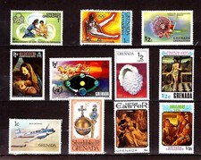 PIM1198 GRENADA 11 timbres neufs :Nativité,fleurs,avions,coquillages