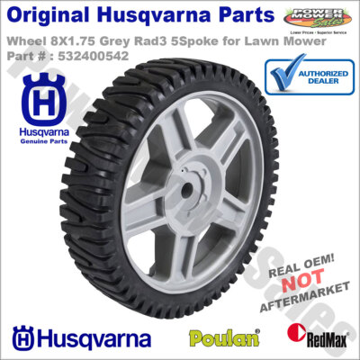Husqvarna Wheel 8X1.75 Grey Rad3 5Spoke for Lawn Mower