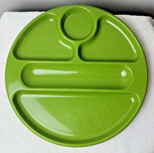 Vintage Lot of 5 Yellow, Green & Orange Lunch Serving Trays 12” - Picture 5 of 6