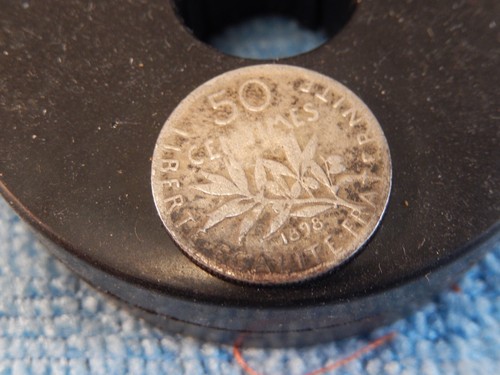 SILVER Roughly the Size of a Dime 1898 France 50 Centimes - Picture 2 of 4