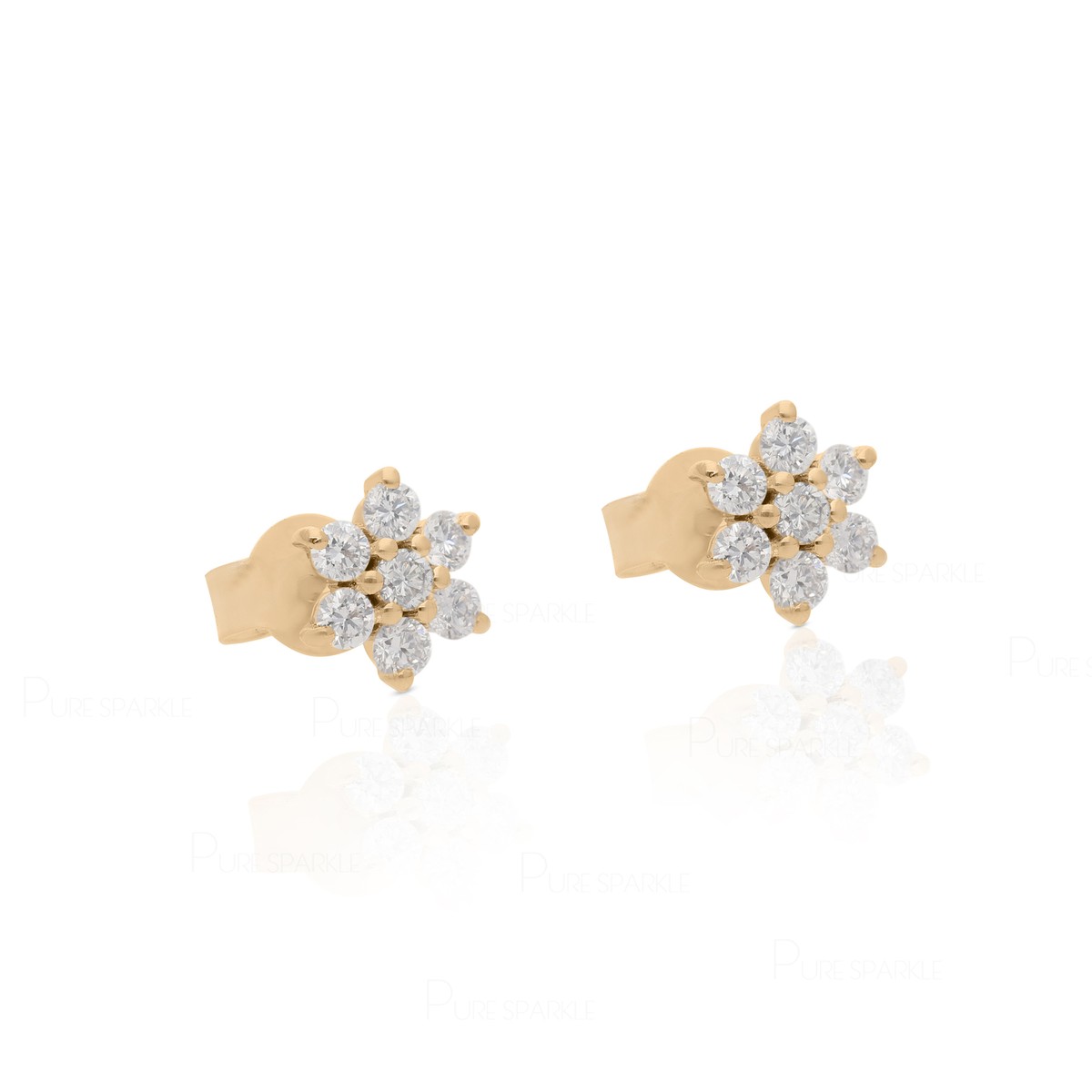 14K Gold 0.70 Ct. Lab-Created Diamond Floral Shape Studs