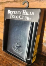 Beverly Hills Polo Club Black Leather Tri-fold Wallet