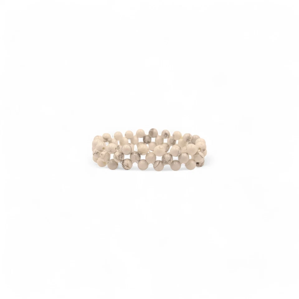 6mm Natural Howlite Gemstone Beaded Bracelet Chakra Healing Stretchy Bracelet - Image 4 of 4