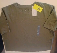 NEW All In Motion Women's XXL Olive Green Boxy Fit Tee Shirt