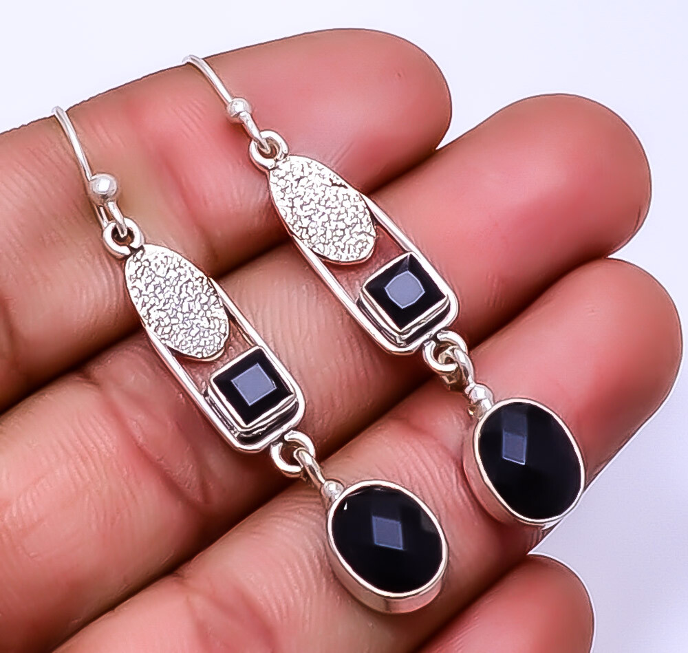 Black Onyx Designer Handmade 925 Sterling Silver Earring 2.11