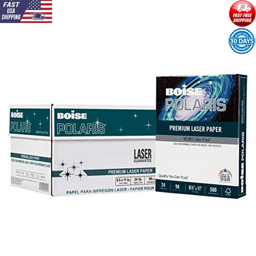 Premium Laser Paper 24lb 98 Bright White 4000 Sheets Jam-Free Ultra Smooth New