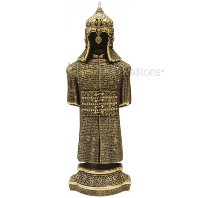 Jawshan Kabir Arabic Dua Covered Gold-tone Molded Ottoman 11-3/8  Tall Ornament