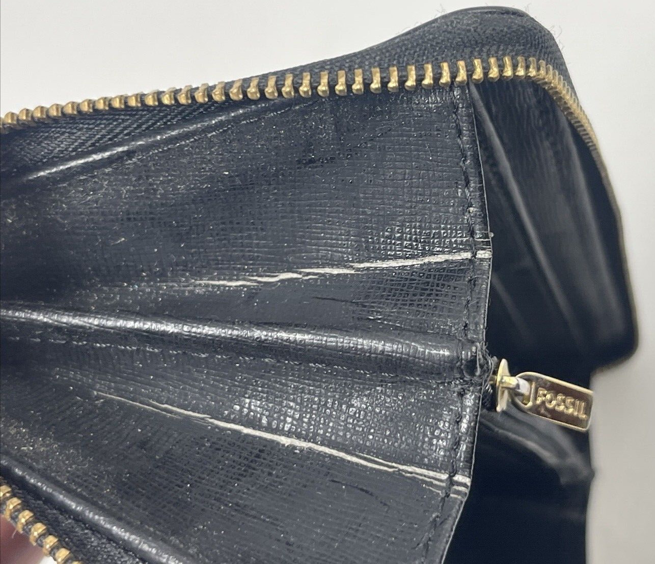 Fossil Geometric Patchwork Multicolor Leather Zip… - image 9