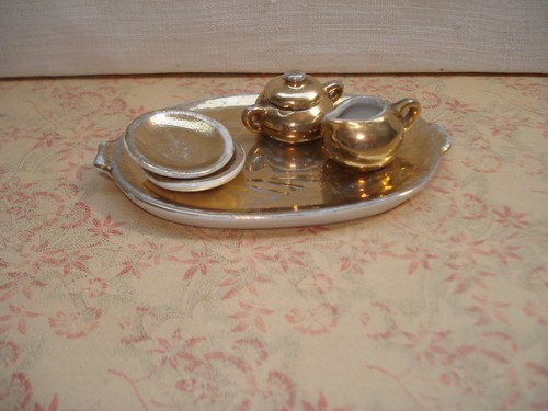 Partie de DINETTE ancienne en Porcelaine Dorée - Imagen 7 de 9