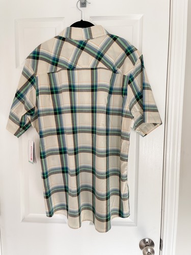 NWT Marmot Meeker Plaid Short-Sleeve Recycled Materials Woven Shirt - Moonbeam - Picture 3 of 6