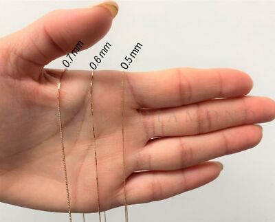 Solid 14k Rose Gold Box Chain Necklace Gift for Her to 16