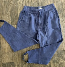 VINTAGE 80s 90s Blue Pants Fitting Image Stirrups Retro 16 Pleats Stretch