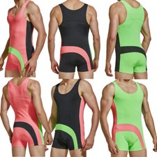 New Mens Sport One-piece Leotard Wrestling Singlet Gym Fitness Jumpsuit Swimwear
