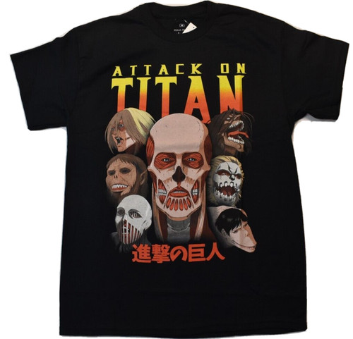 Ripple Junction Mens Attack on Titan Black Anime Manga Shirt New M