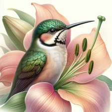 Digital Download Picture Bird Lily Animal Bright Feathers  Flowers Image  Print