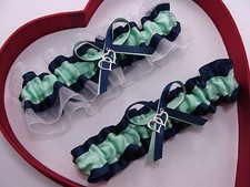 NEW Mint Navy Blue White Wedding Garter Prom Homecoming Dance GetTheGoodStuff A 