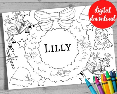 Weihnachten Digital Malvorlage Heiligabend Box Strumpf Idee für Kinder.