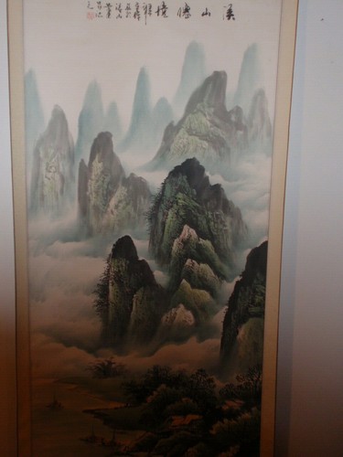 Antikes chinesisches Rollgemälde 壬午年1942 oder 2002 溪山僊境 signiert周爭煇/Siegelmarke #HHP22 - Bild 8 von 12