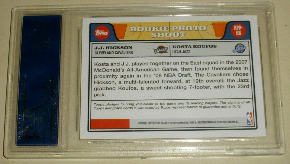 JJ Hickson/Kosta Koufos RC 2008-2009 Topps autógrafos dobles PSA10!Cavs F/Jazz C  Foto 2 de 2