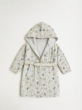 New Kids Organic Muslin Cotton Bathrobe - Reversible 100% Cotton Hooded Robe
