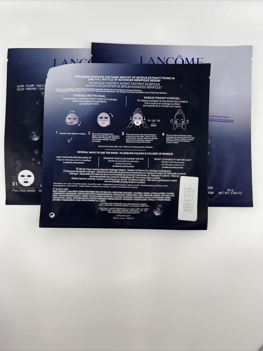3X Lancome Advanced Genifique Hydrogel Melting Full Face 1 Sheet
