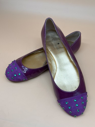 KATE SPADE NEW YORK Purple Green Studs Loafers Flats Size 7.5M Made In Brazil - Picture 3 of 10