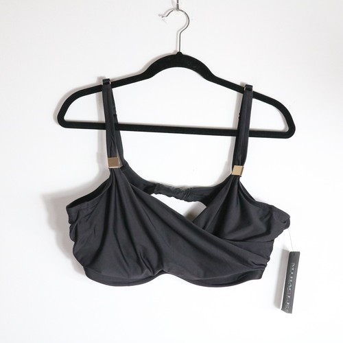 Miraclesuit Surplice Bra Swimsuit Top Womens 38DDD Black Underwire Supportive