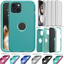 For iPhone 15 Pro Max/Plus/15 Shockproof Case Heavy Duty Cover Screen Protector