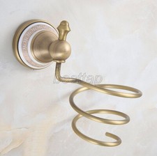 Antique Brass Ceramic Wall Mounted Bathroom Accessories Hair Dryer Holder sba579