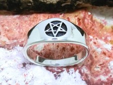 Anello Pentagramma Semplice In Argento Sterling 925 Simbolo Magico