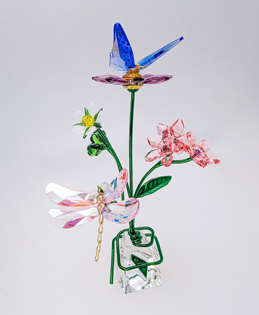 【新品未使用】トンボ／FIREFLY／SWAROVSKI New 100% SWAROVSKI Idyllia Butterfly Dragonfly and Flowers