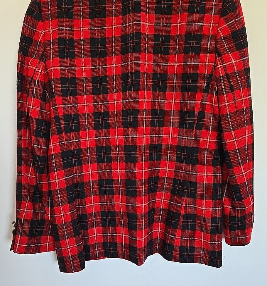 Pendleton Red Plaid Blazer Jacket 2 Button gold W… - image 13