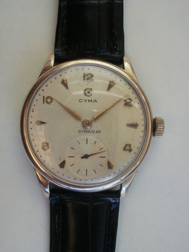 Cyma big 37,5 mm. swiss ref.586 mechanical Cymaflex vintage wrist watch