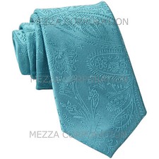 New Vesuvio Napoli poly Men's 2.5" skinny necktie paisley prom Turquoise blue