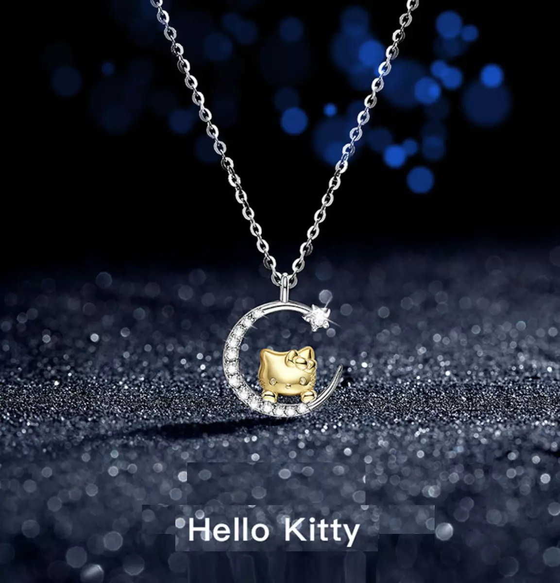 Silver hello shop kitty necklace