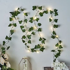GREEN 7 ft LED Ivy Leaf GARLAND Battery Operated FAIRY LIGHTS Party Decorations