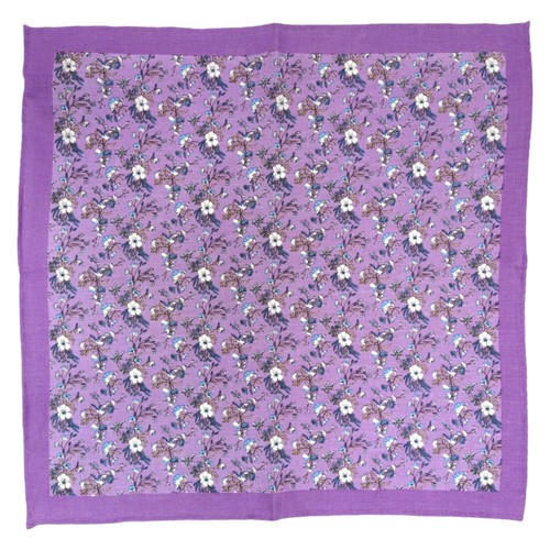 JOS A BANK Mens 100% Linen Floral Pocket Square Handkerchief Purple Hanky 13.5" - Picture 2 of 20