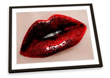 Glossy Lips Lipstick Fashion Red FRAMED ART PRINT Picture Poster Artwork