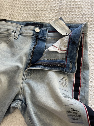 Tommy Hilfiger Women's Tribeca Skinny Heritage Denim Size 12 Blue Jeans Stripe’s - Picture 8 of 14